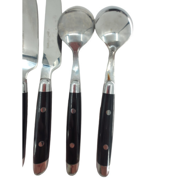 Cambridge Silversmiths Jubilee Black Handle Flatware Set Service for 2 2-2 - Picture 13 of 15